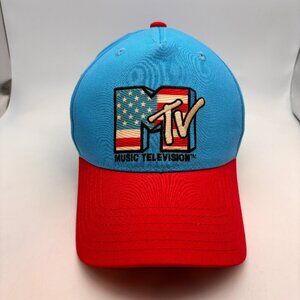 MTV Music Television American Flag USA Colorblock Retro Baseball Cap Hat